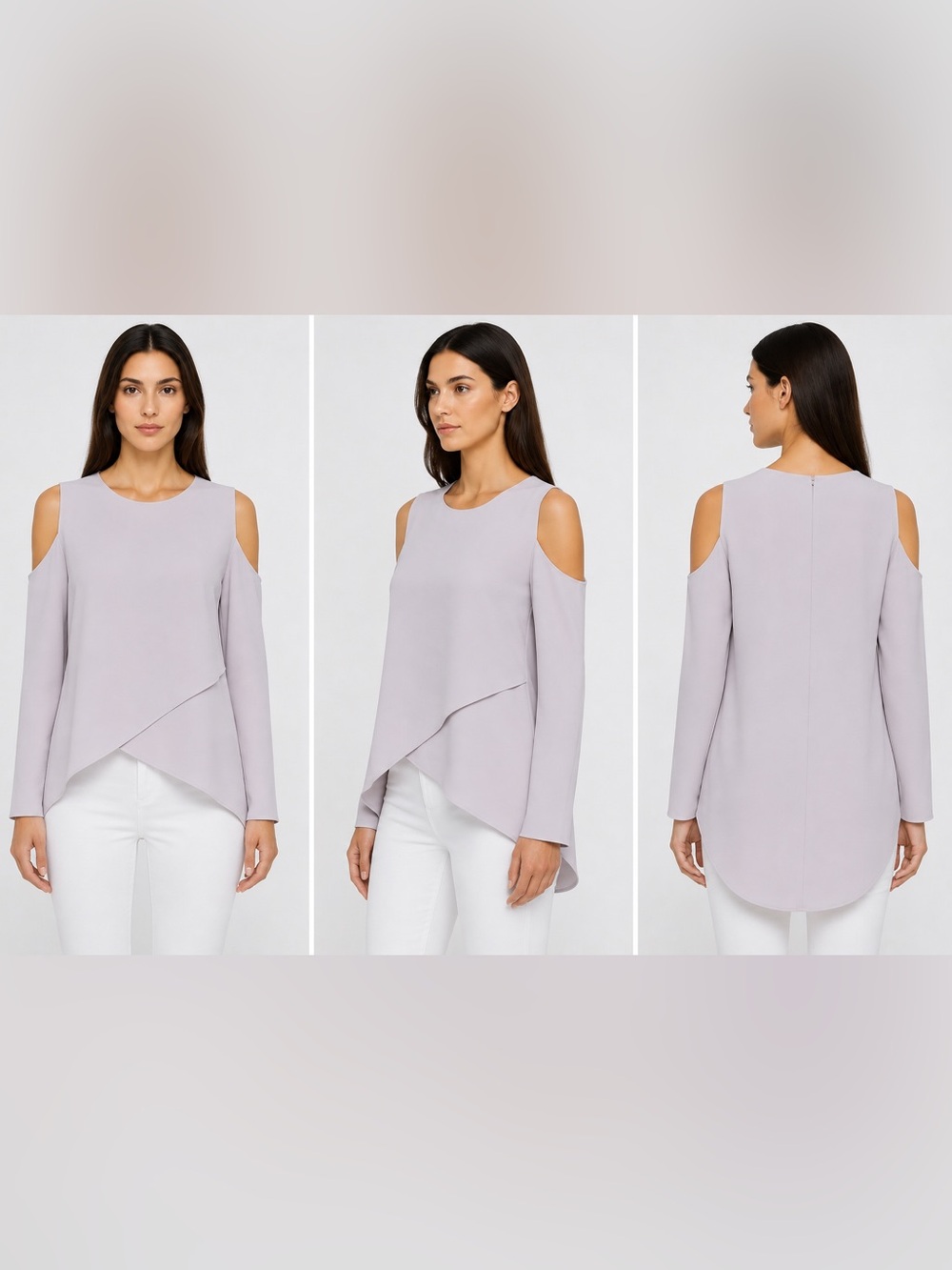 Amanda Uprichard Cold Shoulder Layered Blouse Top Long Sleeve Asymmetrical